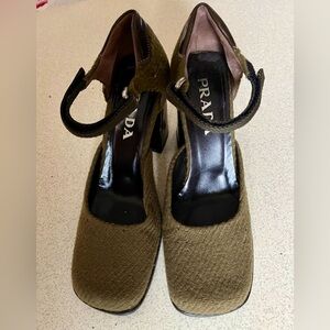 Prada Women's Textured Green Heels